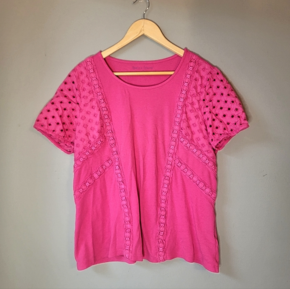 3/$15 💖 Rebecca Malone Pink Crew Neck Blouse XL